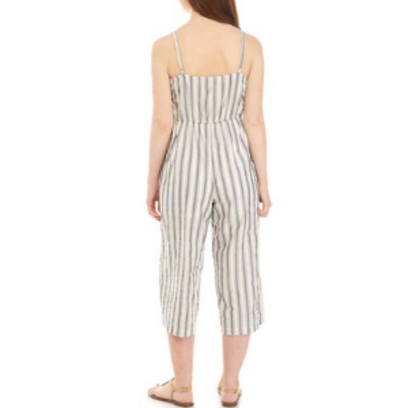 As U Wish Button Tie Front Linen Jumpsuit - Picture 2 of 4